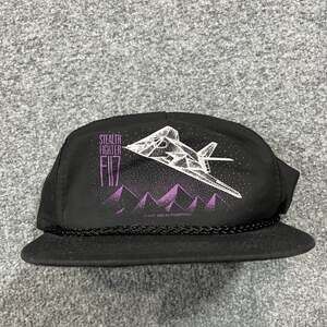 Vintage Blackbird Stealth Fighter F117 Hat Mens Black 90s Adjustable Snapback